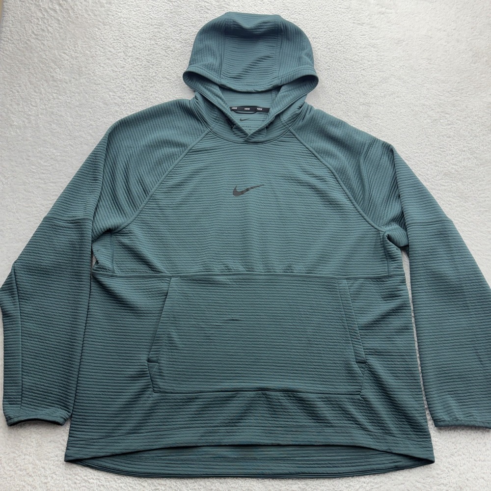 Nike Mens Dri-FIT Ribbed Training Hoodie Teal Blue Pullover XXL DQ4842-467‎